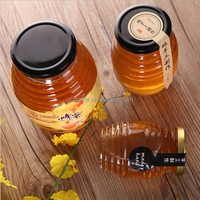 Botol Kaca Bulat Berkualitas Tinggi Ukuran Besar 80ml 180ml 350ml dengan Tutup Kaleng untuk Madu dan Selai, Grosir Unik