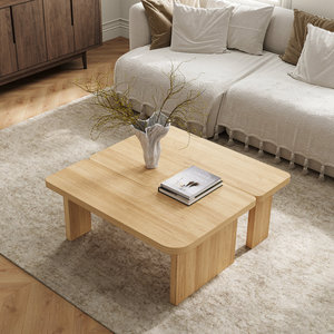 <span class=keywords><strong>Table</strong></span> <span class=keywords><strong>basse</strong></span> Kainice moderne en <span class=keywords><strong>bois</strong></span> <span class=keywords><strong>massif</strong></span>, 2 pièces, ronde, carrée, forme spéciale, adaptée au salon - Product Image 3