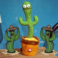 Cactus en peluche rouge qui chante et danse, lumineux, apprend à parler, 30 cm, rembourré en coton PP, jouet pour enfants, cadeau d'anniversaire pour garçons et filles
