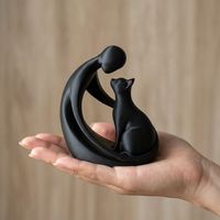 3D-Gedruckte Abstrakte Menschen- und Katzen-Skulptur - Minimalistische Moderne Haustierliebhaber-Statue - Kreative Heim- und Büro-Schreibtisch-Dekoration Kunstgeschenk