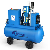 Compresseur mobile rotatif à spirale 4,5 kW pour l'industrie, la beauté automobile, compresseurs d'air électriques, réservoir 200L, lubrification sans huile, silencieux