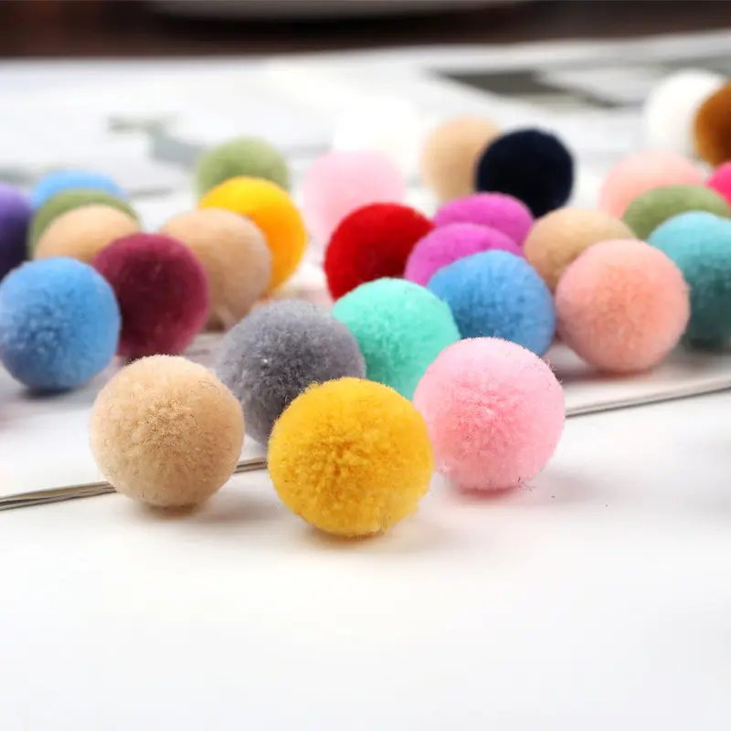 100 pièces/sac bricolage acrylique accessoires moelleux doux pompons 10mm peluche pompons boule 1.cm pompones bricolage à la main cachemire fourrure Pom boule