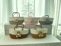 Panier de rangement ovale en corde de coton pour animaux en peluche personnalisés avec poignées, organiseur pour la crèche, les voyages, les couches de bébé