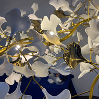 Lustre en rotin ANNO Lustre intérieur moderne Grande fleur Lustre Grand escalier de luxe Lustre Ginkgo