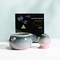 Ensemble d'outils de cérémonie du thé japonais en céramique, 2 pièces, style grenouille, bol à matcha et fouet, personnalisé, directement de l'usine
