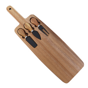 Juego de tablas de queso de madera de acacia con cuchillos de queso de acero inoxidable, bandeja de madera para servir charcutería para fiestas y cocina - Product Image 5