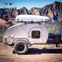 ONLYWE Petite remorque de camping-car en forme de larme pour le voyage Mini remorque caravane en fibre de verre standard australien à vendre