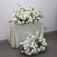 Composition florale en soie de roses blanches, amarantes et pivoines, 1m/2m, pour arche de mariage, rangée florale, centres de table, chemin de table, scène d'événement et fête