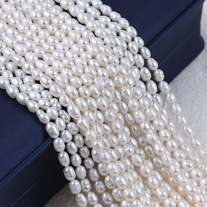 Perles de culture d'eau douce naturelles de Zhuji en gros, 4-5 mm, forme de riz blanc, pour collier et bracelet DIY - Product Image 2