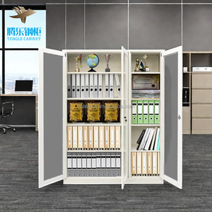 Muebles DE OFICINA DE METAL modernos, archivador de 3 puertas de alta calidad, puerta de vidrio con cerradura, particiones ajustables, almacenamiento, dormitorio, Parque - Product Image 4