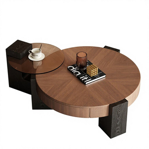 Juego de Mesa de Centro de Madera Cuadrada Moderna de Diseño de Lujo para Sala de Estar, con Almacenamiento, Garantía y Fácil de Limpiar - Product Image 3
