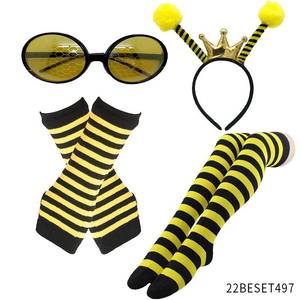 Kids Bumblebee Costume Set with Tutu Skirt Headband Arm & Leg Warmers Halloween Party Outfit - Product Image 1
