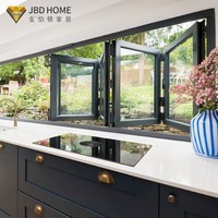 Ventana Plegable Horizontal de Aluminio con Doble Acristalamiento, Eficiente Energéticamente, Certificación CE ISO, para Espacios Exteriores de Villas Modernas
