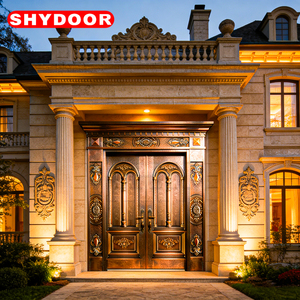 Porta di Sicurezza in Rame Personalizzata, Porta Principale in Acciaio Inox per Villa, Porta Doppia di Lusso in Stile <span class=keywords><strong>Romanico</strong></span> - Product Image 2