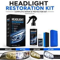 Kit de Restauration de Phares de Voiture 180ml Agent de Rénovation Liquide Anti-Jaunissement Revêtement Cristallin pour Lentilles Opaques - Sans Ponçage