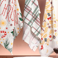 WML060 Sets de table, serviettes de cuisine et torchons en coton biologique imprimés sur mesure pour Noël