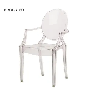 Chaise de salle à manger en plastique moderne, mobilier d'intérieur et d'extérieur d'hôtel, accoudoir, chaise de Banquet, fantôme Louis, prix d'usine