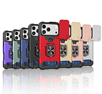 Funda Protectora CasePeak con Ranura para Tarjetas, Cubierta Deslizante para Cámara y Soporte, Antigolpes, para iPhone 17 16 15 14 13 12 Pro Max
