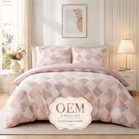 Ensemble de housse de couette à imprimé ethnique en gros, OEM ODM, 3 pièces avec revers uni pour literie à marque privée