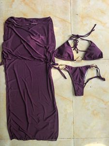 Set Bikini Trendy da Donna con Dettagli Annodati, 3 Pezzi, con Gonna Trasparente, Copricostume da <span class=keywords><strong>Spiaggia</strong></span>, Taglie S-XL - Product Image 2