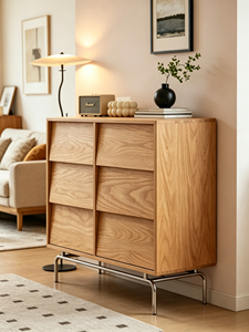 Modern Solid Wood 4-Drawer <b>Chest</b> Cabinet with Slab Door Design for Living Room <b>Storage</b> - Product Image 2