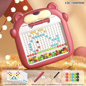 Juego de cartas de rompecabezas Montessori, almohadilla de dibujo de cuentas magnéticas coloridas, tablero de garabatos, juguete educativo para niños en edad preescolar - Product Image 3