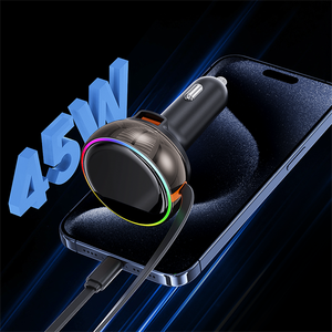 Cargador de Coche Doble ABS con Luces de Colores, Carga Rápida, 3 en 1, Cable Retráctil de 80CM, 45W, Compatible con Todos los Vehículos, Encendedor de Cigarrillos - Product Image 4