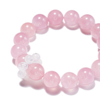 Bracelet élastique en perles de quartz rose naturel de Madagascar et de pierre de lune bleue pour la guérison et la méditation