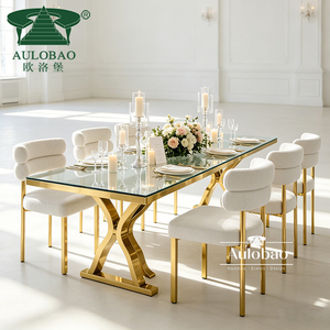 Restaurant Dining Commercial Hotel Furniture Wedding Rectangular Stainless Steel <b>Table</b> Modern Outdoor - Product Image 3