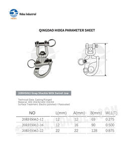 HIDEA vente en gros manille d'ancrage personnalisée qualité <span class=keywords><strong>marine</strong></span> 304 316 manille à pression en acier inoxydable avec mâchoire pivotante - Product Image 2