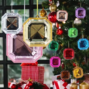 Chất Lượng Cao New Rõ Ràng Nhựa Cây Giáng Sinh Treo Trang Trí Ngọc Lục Bảo Đá Quý Hình Dạng Sequined Thạch Viên Ngọc Tinh Thể - Product Image 1