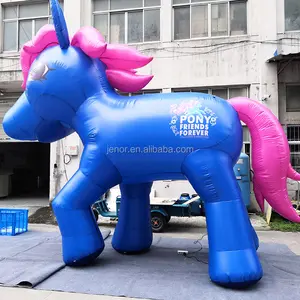 Azul personalizado gigante inflable pony caballo inflable de dibujos animados para la publicidad