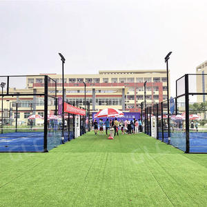 كانشا دي باديل بانورامية خارجية من الفولاذ وعشب بو مع مادة زجاجية معدات ملعب تنس للعب في الهواء الطلق - Product Image 5