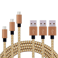 Câble de données Micro USB tressé en nylon 3ft 6ft 10ft Câble de charge rapide V8 pour chargeur de téléphone Android