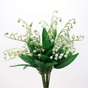 Decoración de Boda de Alta Calidad, Flores Pequeñas Simuladas con Hojas Verdes, Lirio de los Valles de Plástico Individual - Product Image 3
