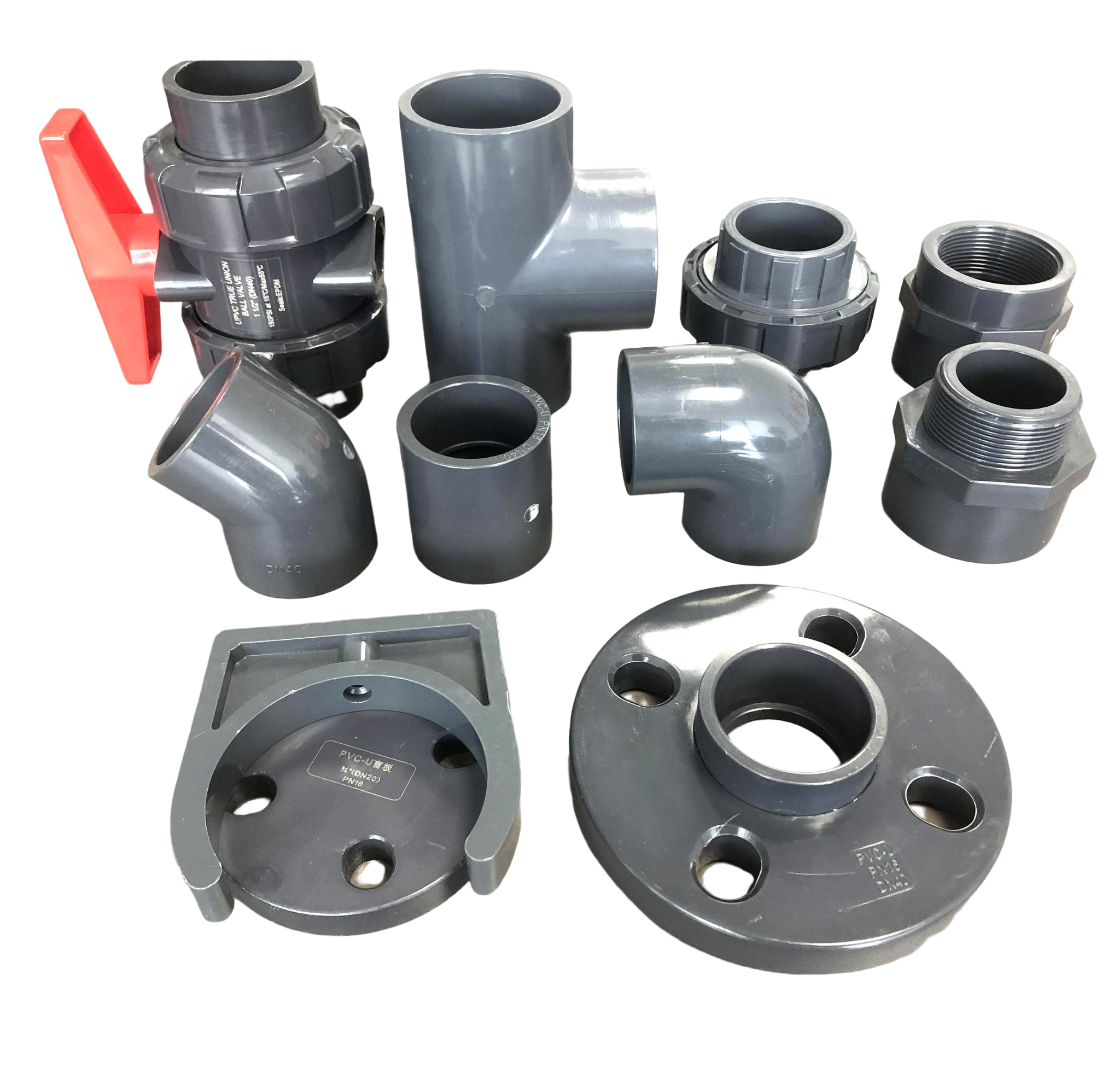 PVCU industrial pipe fittings 90degree elbow and 45degree elbow 25mm 32mm 63mm 16bar for water supply