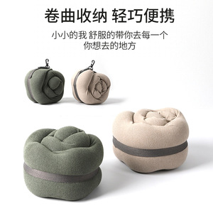 Oreiller en mousse à mémoire de forme Flying Bear en forme de U, vert militaire kaki, soutien du cou, oreiller de voyage pour voiture et camping - Product Image 2