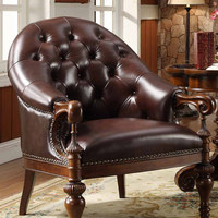 Fauteuil lounge individuel en bois, fauteuil lounge en cuir pour balcon, fauteuil lounge pour salon, chaise élégante pour visiteurs de bureau