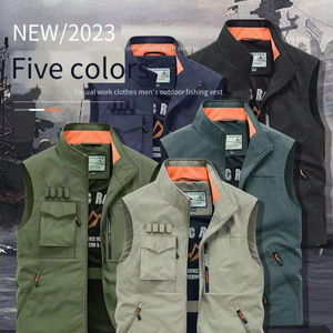 男性用カスタマイズ可能な薄い屋外ベスト登山用写真 & 釣りマルチポケットオーバーオールウェアラブルベストチョッキ - Product Image 1