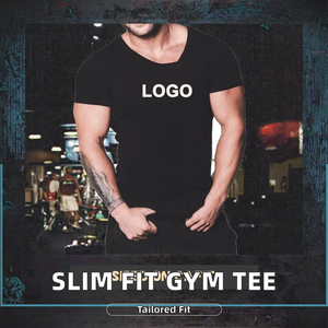 T-shirt décontracté sportif pour homme en coton uni respirant et frais, coupe ajustée, écologique, manches courtes, confortable pour l'été et le quotidien - Product Image 2