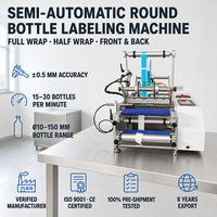 Petite machine d'étiquetage semi-automatique manuelle pour bouteilles en bois, contrôle PLC, étiqueteuse autocollante, industrie alimentaire et des boissons, compacte et facile à utiliser