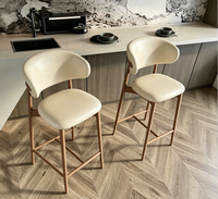 Tabourets de bar, style antique, rétro, rustique, nordique, moderne, meubles de maison, tabourets de cuisine en bois, chaise en cuir de luxe