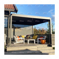 Gonflable 3x3 6x4M LED Moteur Persienne En Alliage D'aluminium Bioclimatique Pergola Solaire Balcon Nature Pression Pavillon Motorisé
