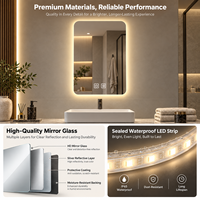 Miroir de salle de bain LED sans cadre, rectangulaire, anti-buée, avec éclairage, commande tactile, 3 températures de couleur, à intensité variable