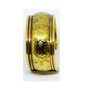 Vintage 1990 African inspired <b>copper</b> Chunky Gold <b>Bangle</b> Oval Hole Cuff Bracelet Gold Matte Finish Gold Jewelry Gift for Sister - Product Image 1