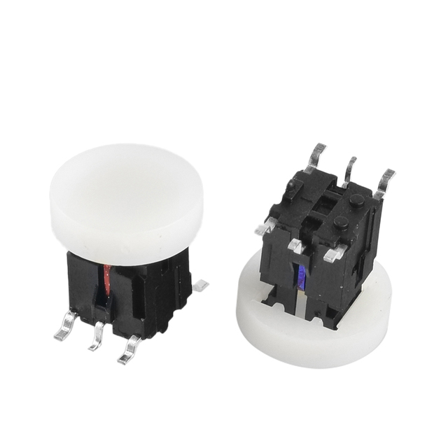 Round  with LED 6 Pin Momentary OFF-MOM SPST PCB Push Button Tact Switch