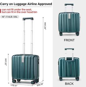 Huanhanke — petite valise à roulettes universelle 16 pouces, valise d'embarquement, pour les voyages d'affaires, cabine - Product Image 3