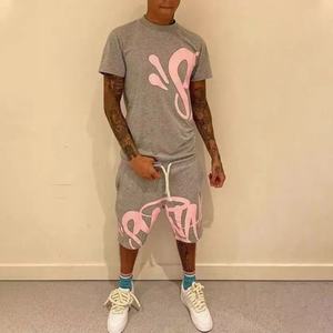 T-shirt imprimé personnalisé avec logo brodé, style streetwear, manches courtes, costume sportif pour homme - Product Image 4