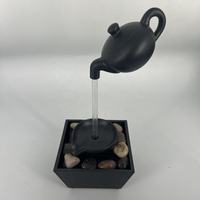 Fontaine cascade flottante en résine pour théière, motif végétal, design moderne, avec lumière LED, pour table carrée, maison et bureau