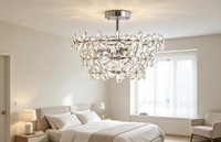 Lustre moderne de luxe SkyCam en cristal, motif floral, avec cadre en fer doré, semi-encastré, pour la décoration intérieure de villas et appartements